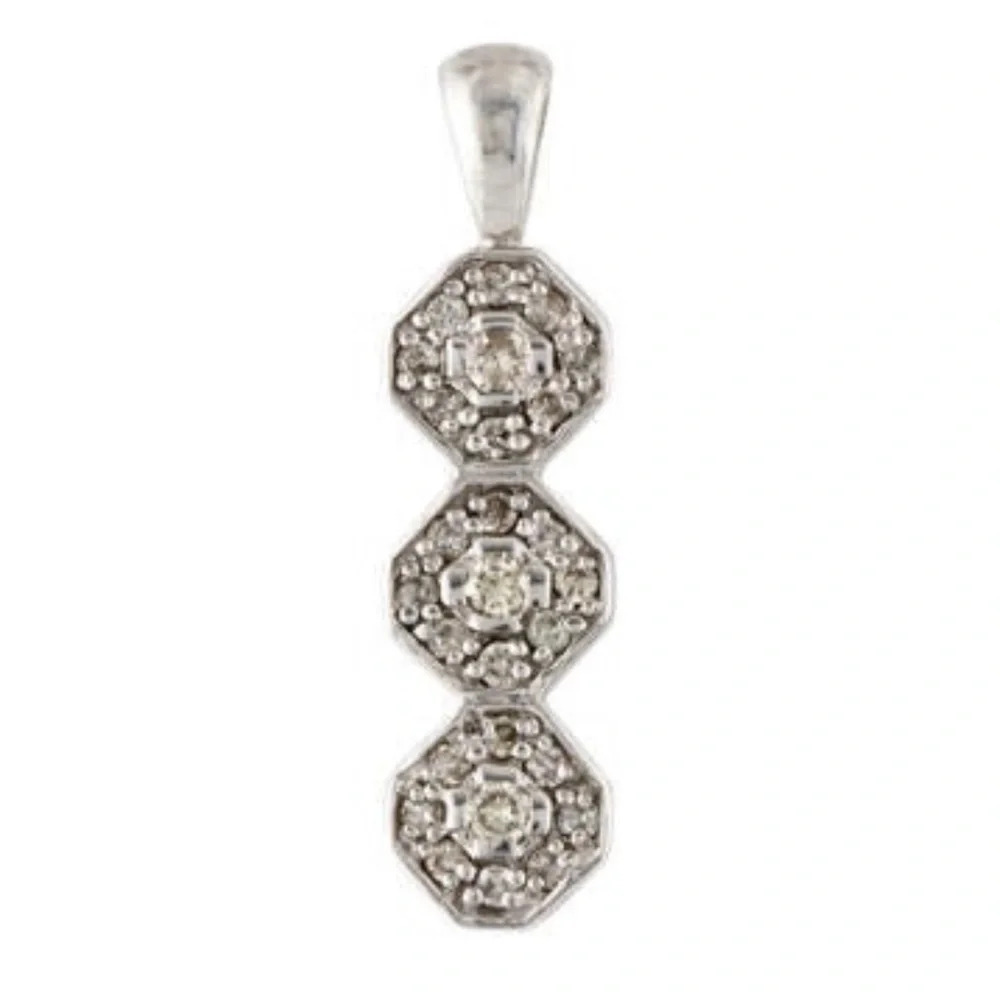 New $1175 14K White Gold Diamond Pendant - 100% Authentic Jewelry